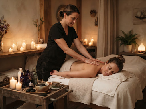Sesión de masajes relajantes con velas y aromaterapia